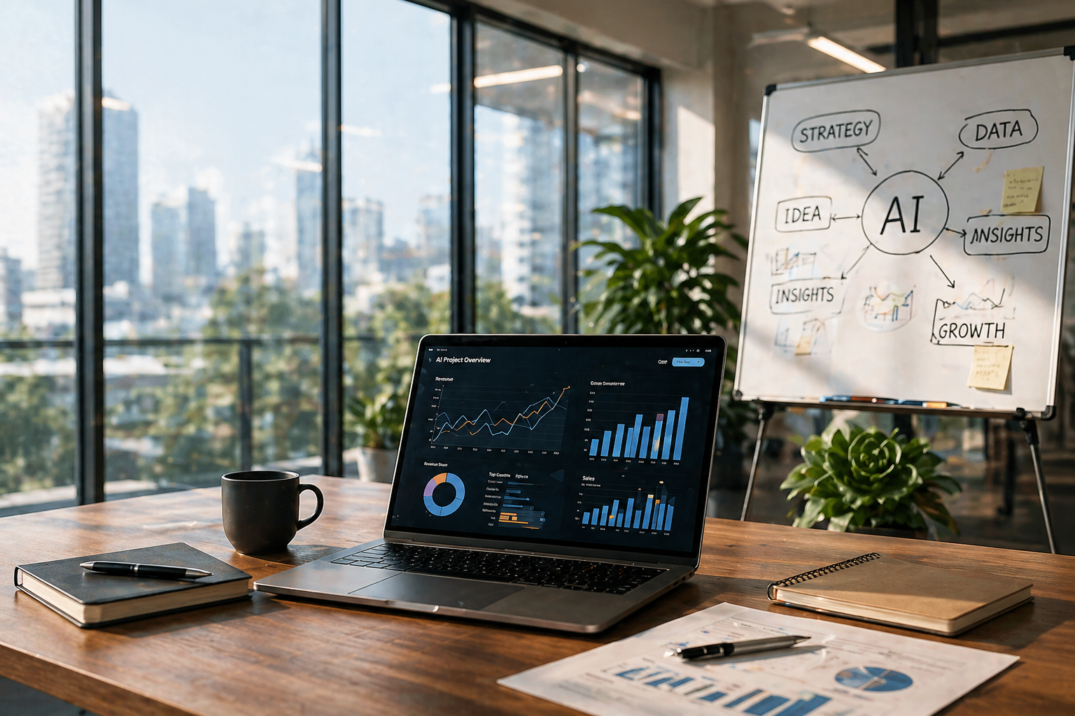 Business team working with AI